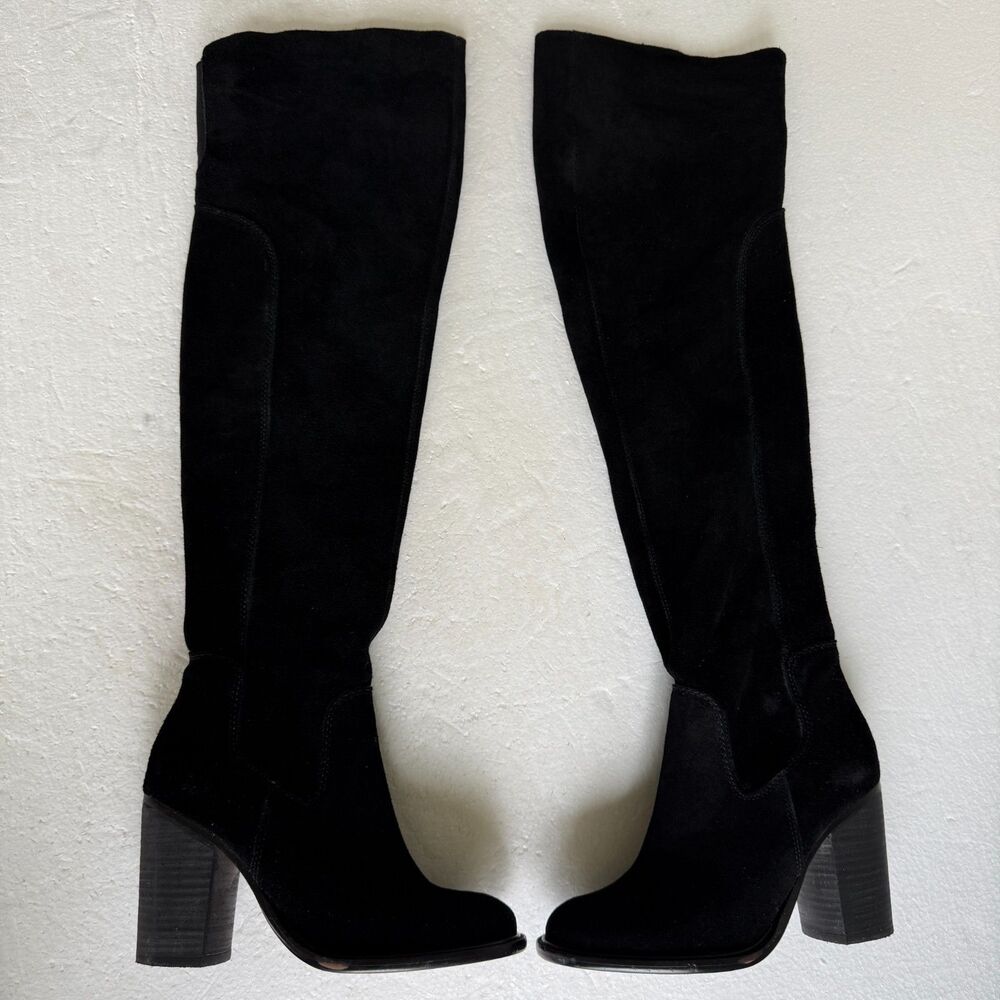 Kelsi Dagger Suede Wide Calf Over the Knee Boots Logan Black Size 7